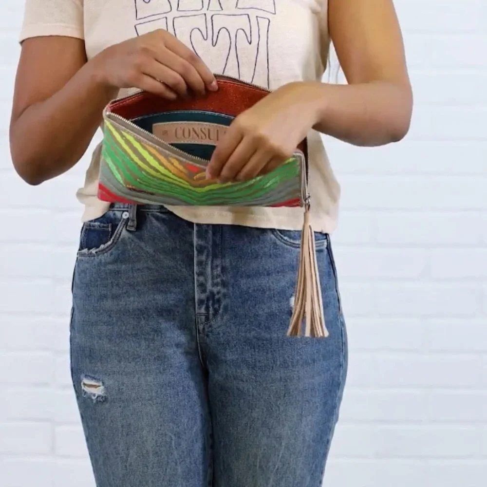 Consuela Veronica L-Shaped Clutch Neon Zebra